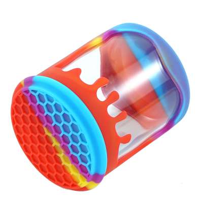 Colorful silicone jar glass container for wax oil tobacco storage